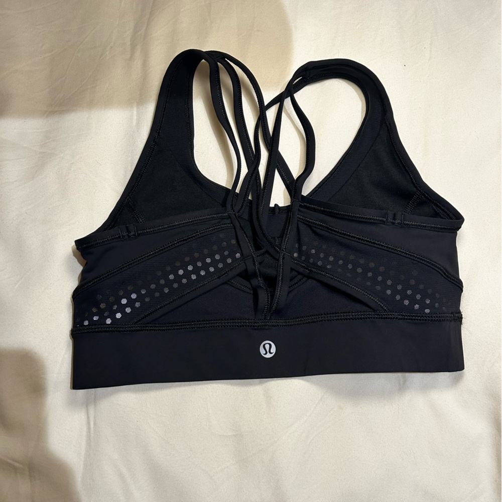 lululemon athletica Black Strappy Sports Bra with Dot Detail